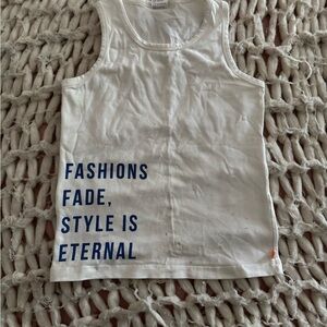Tiny Cottons White Tank Top with Blue Print
